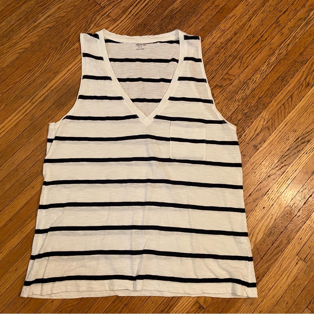 Madewell Whisper Cotton V Neck Tank in Cresto
